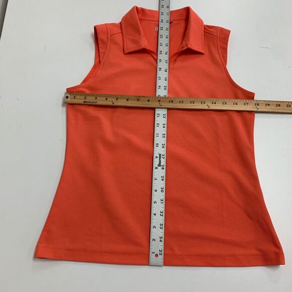 NVO Sport Shirt Womens M Medium Tangerine Quarter Zip Sleeveless Pique Golf Polo - Picture 6 of 11